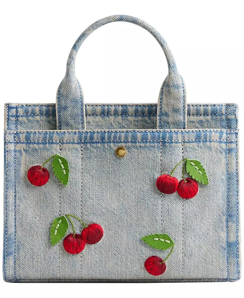 Coach Cargo Mini Denim Cherry Embroidery Tote Bag 20 2
