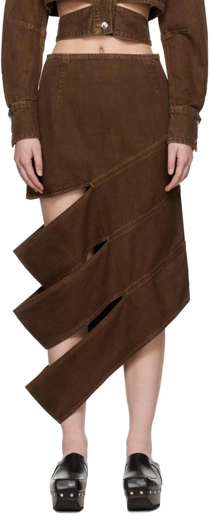 Eckhaus Latta Brown Ellipse Denim Midi Skirt 1