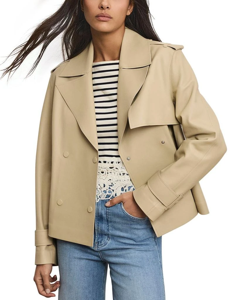VERONICA BEARD Heathcliff Cropped Leather Trench Jacket 1