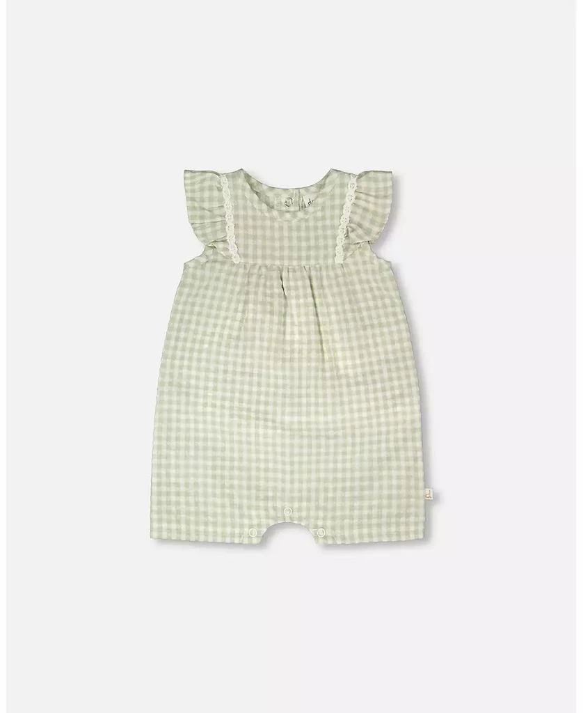 Deux par Deux Baby Girls Romper Green Gingham