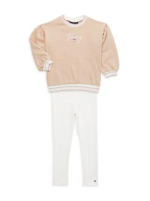 Tommy Hilfiger Little Girl’s 2-Piece Puff Sleeve Sweatshirt & Leggings Set 1