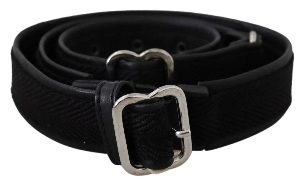 GF Ferre GF Ferre Black Leather Silver Chrome Metal Buckle Belt 1