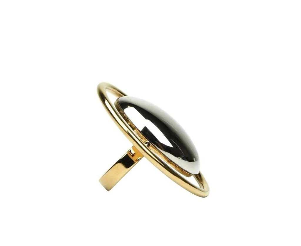 Yves Saint Laurent Women
s Center Brass Metal Oval Ring 2