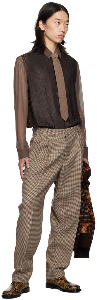 Dries Van Noten Brown Herringbone Tie 3