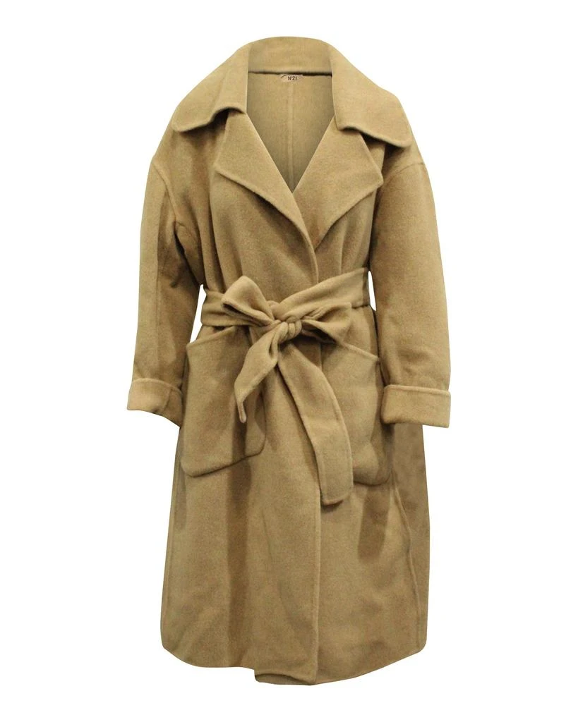 N°21 N.21 Belted Trench Coat in Beige Wool 1