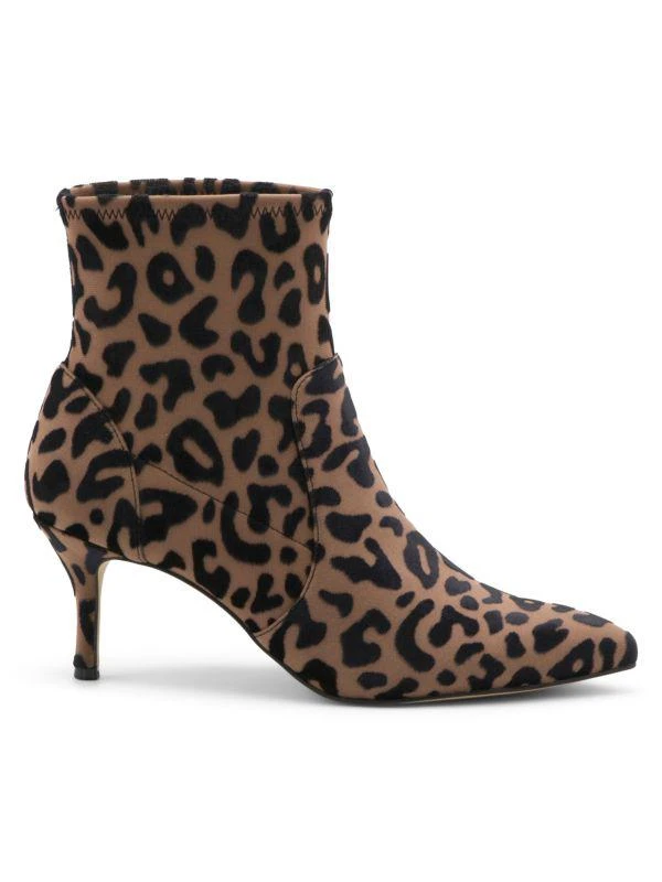 Charles David Arber Leopard-Flocked Heel Sock Booties 1