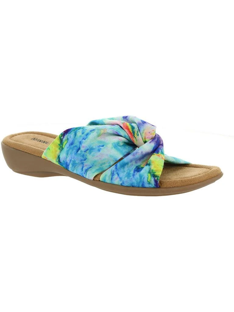 Minnetonka Sarong Womens Tie-Dye Criss-Cross Slide Sandals 1