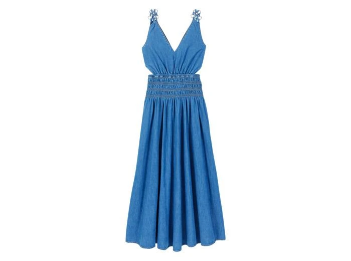 Maje Robe longue ajourée en denim 1