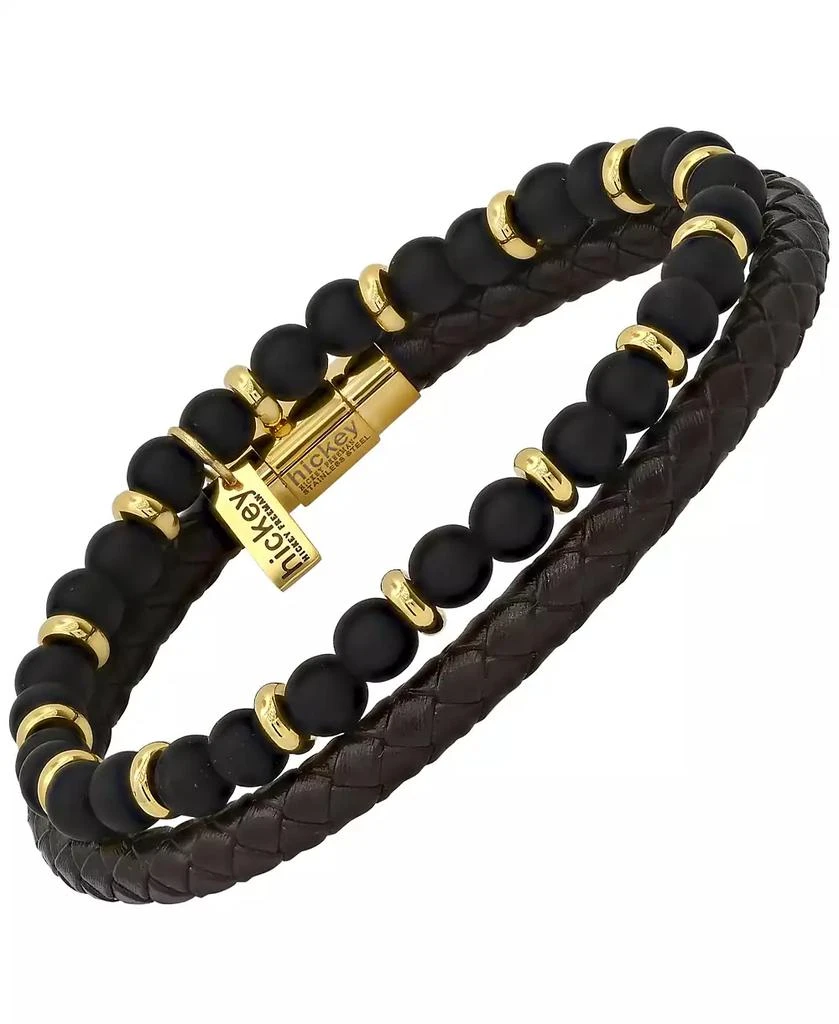 Hickey Freeman Roll-Braided Genuine Leather Bracelet, 2 Piece Set 2