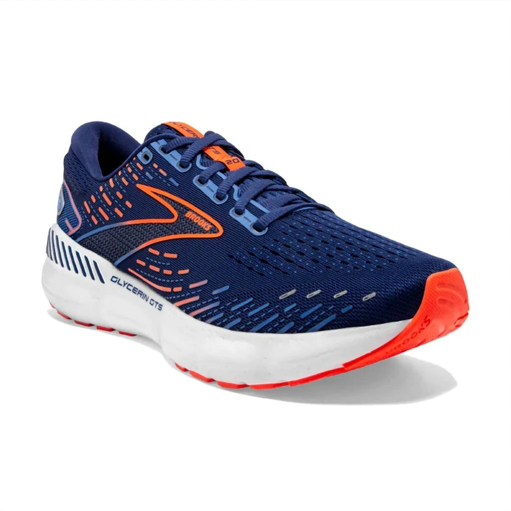 Brooks Men's Glycerin Gts 20 Running Shoes In Blue Depths/palace Blue/orange 2