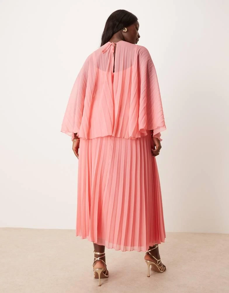 ASOS ASOS DESIGN Curve cape detail pleated maxi dress in rose pink 4