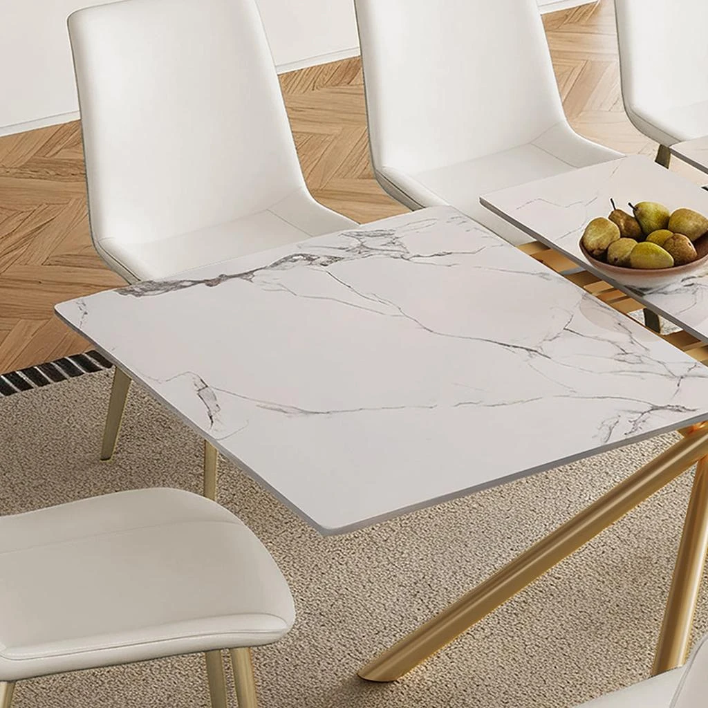 Streamdale Furniture Streamdale 59-inch Expandable Dining Table with Retractable Leaf, Charred Stone Top 
Golden X-Base 4