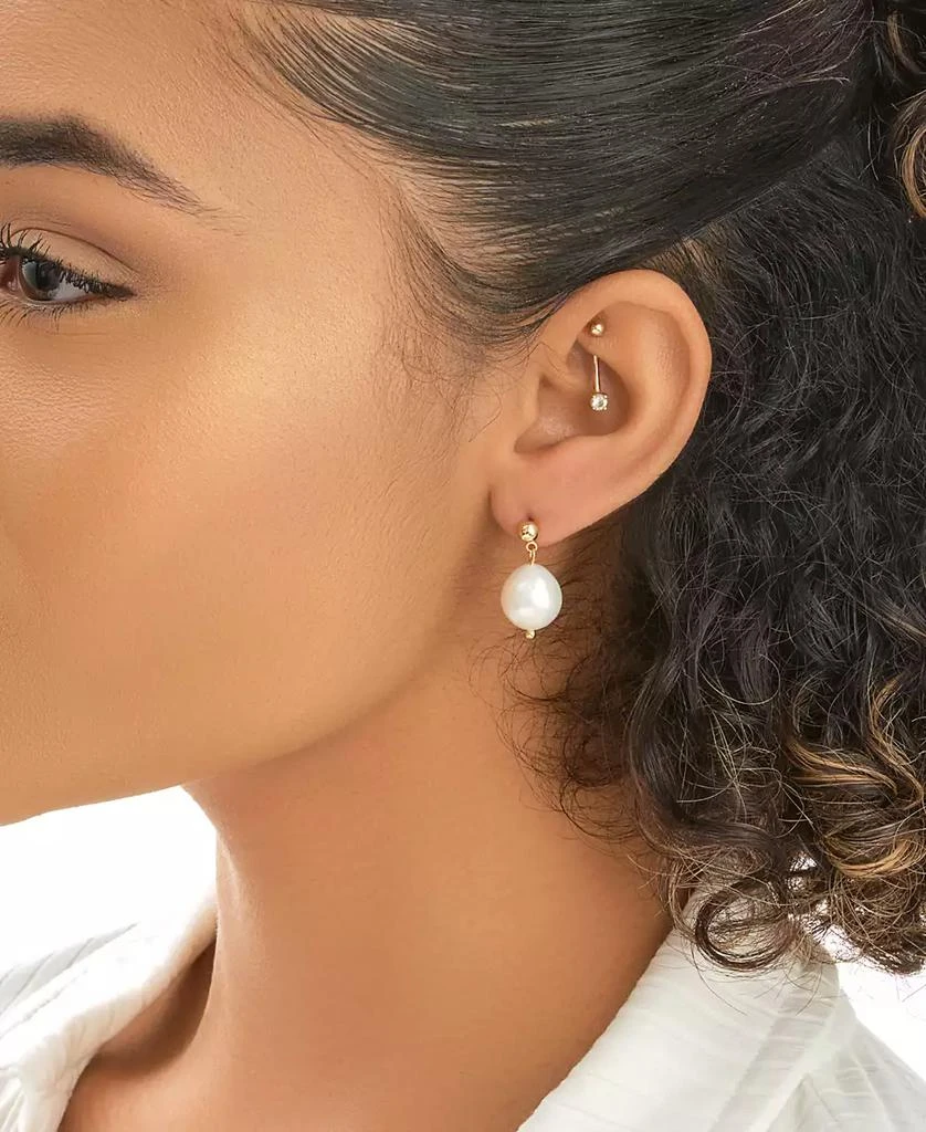 Sterling Forever Women's Large Baroque Pearl Drop Stud Earrings 4
