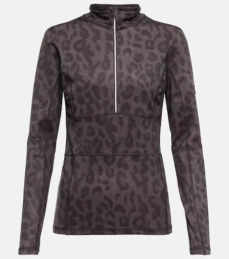 Jet Set Leopard-print mockneck ski top 1