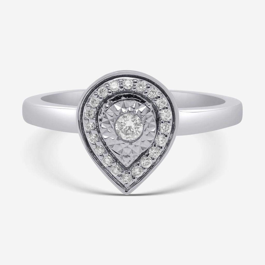 Bliss Bliss By Damiani 18K White Gold, Diamond Teardrop Band Ring Sz 6.5 20087979