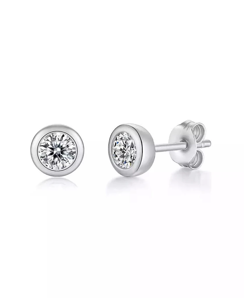 Stella Valentino Women
s Sterling Silver Lab-Grown Moissanite Stud Earrings