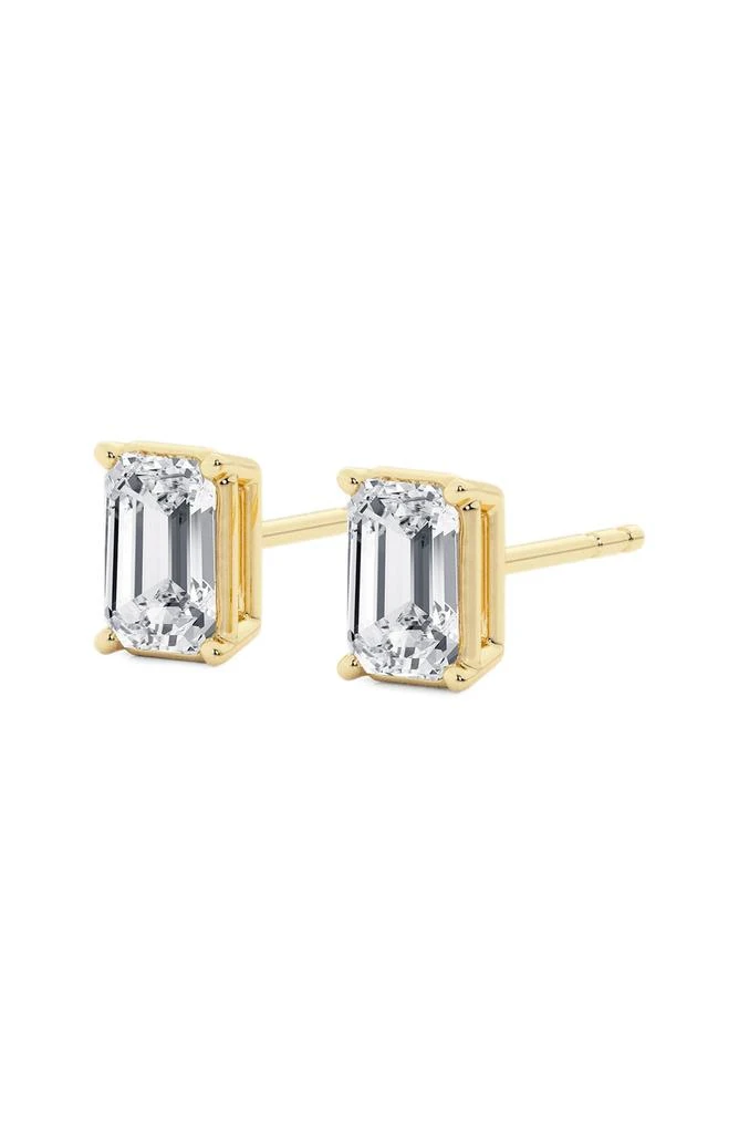 Badgley Mischka 14K Gold Emerald Cut Lab Created Diamond Stud Earrings 1