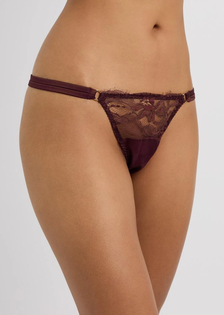 FLEUR OF ENGLAND Eliza lace and silk-blend thong 2