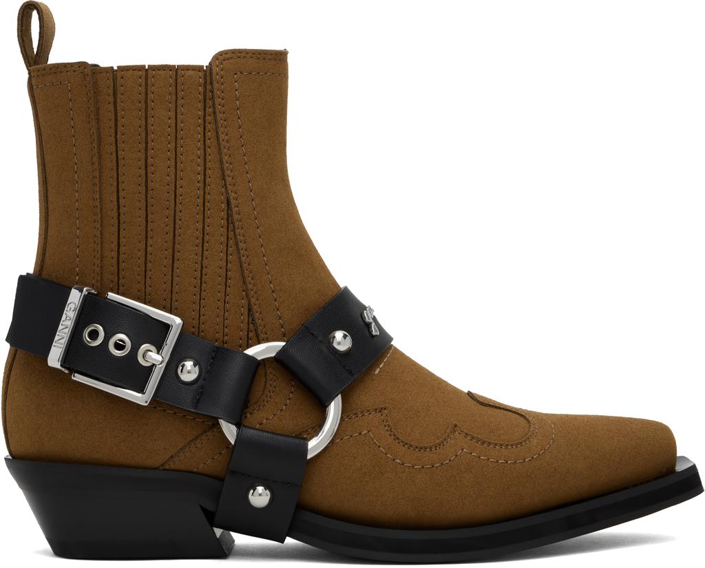 Shop Green Metallic Mid Shaft Embroidered Western Boots on