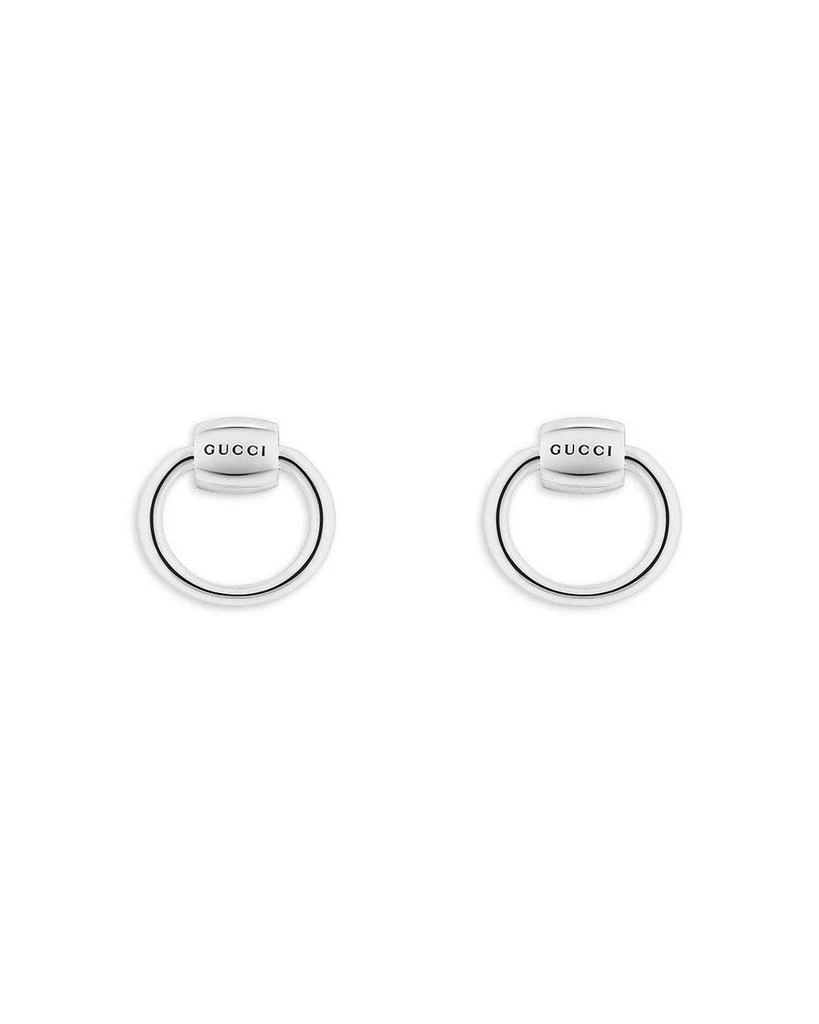 Gucci Sterling Silver Horsebit Small Circle Stud Earrings 1