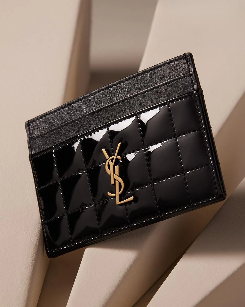 Yves Saint Laurent Cassandre YSL Card Case in Quilted Patent Leather 2