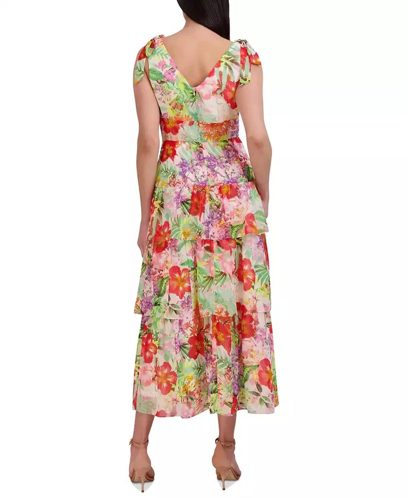 julia jordan Woman's Printed V-Neck Tie-Straps Tiered Dress 2