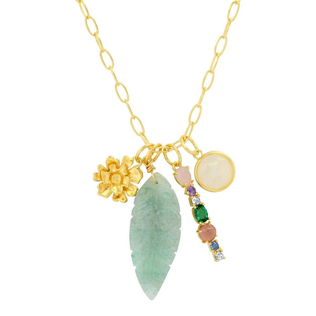 Tai Women's Jade Leaf Charm Necklace