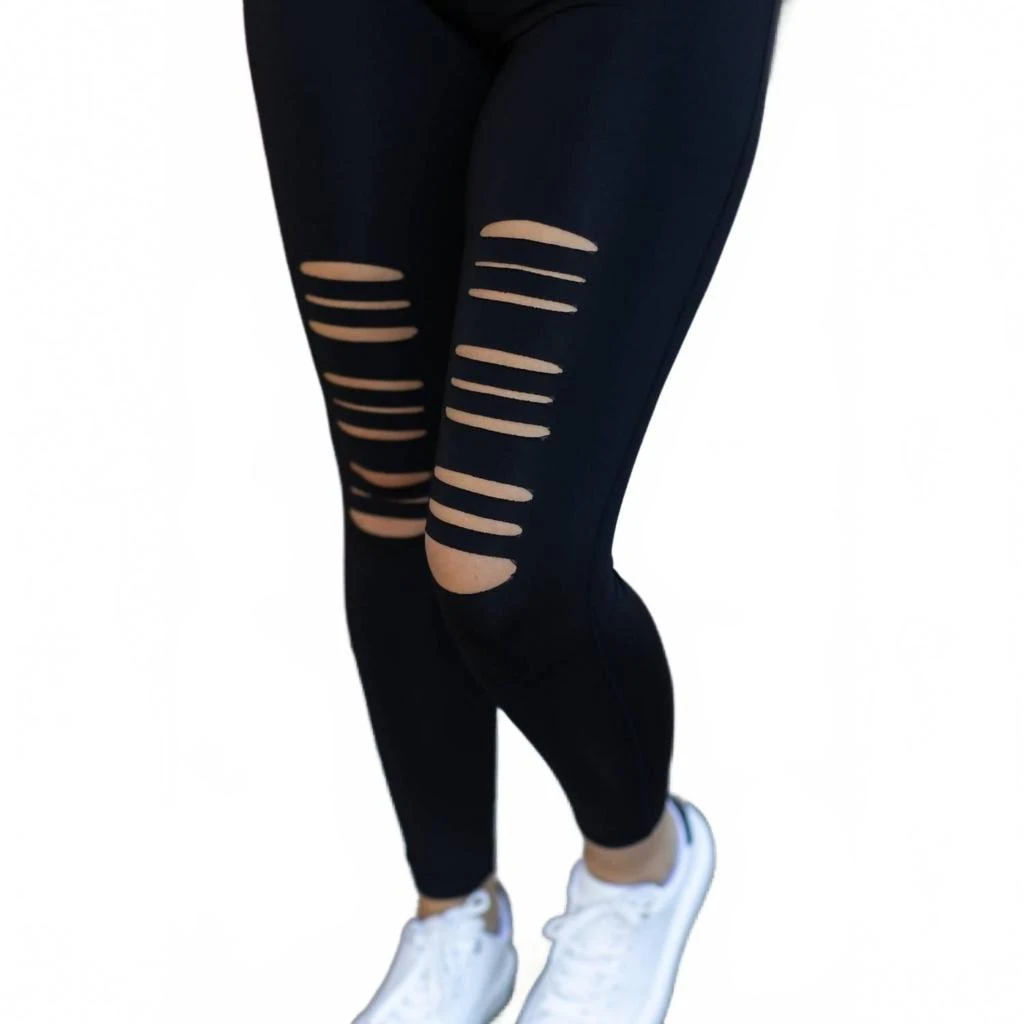 Julia Rose Jacqueline High-Waisted Laser Cutout Leggings In Black 4