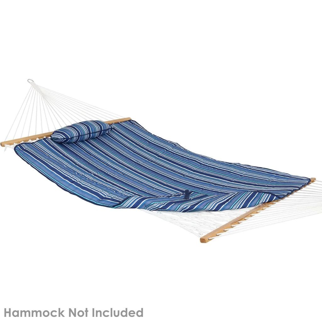 Sunnydaze Outdoor Weather-Resistant Polyester Quilted Hammock Cushion Pad and Hammock Pillow with Ties 5