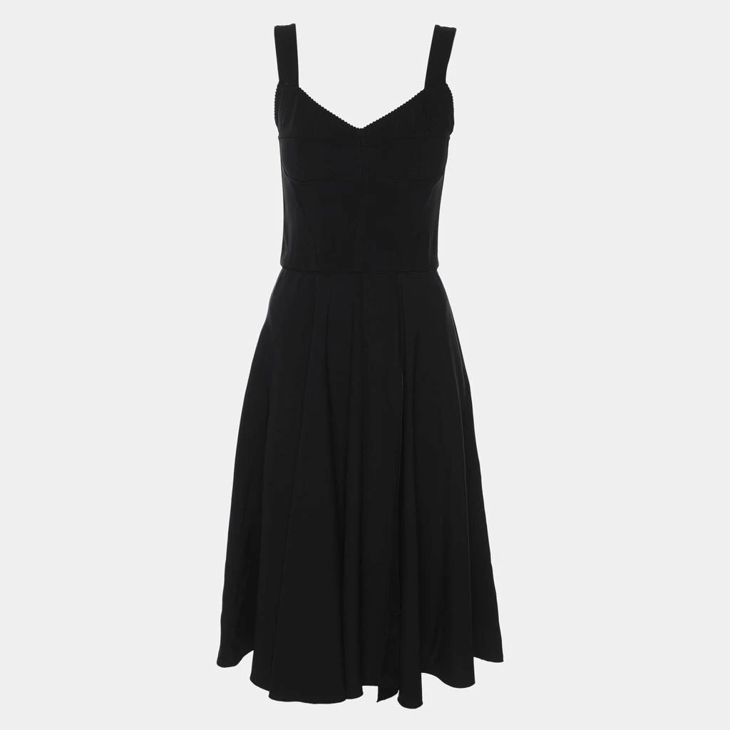black crepe midi dress Asymmetric draped crepe midi dress 40 (FR) / Black