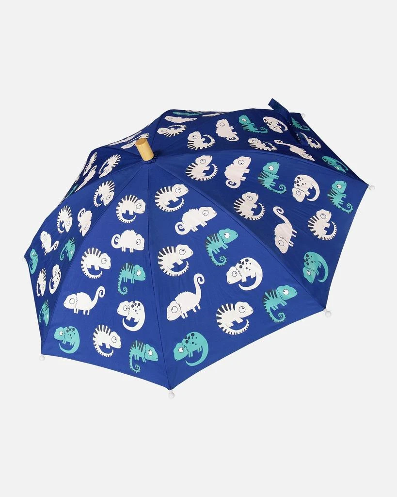 Deux par Deux Color-Changing Umbrella Blue Chameleon Print