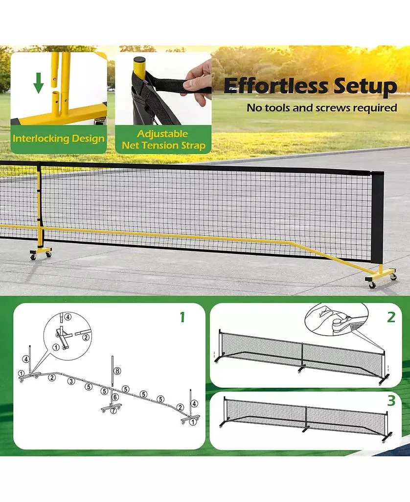 Costway Portable Pickleball Net 22 FT Regulation Size Pickle Ball Net System for Outdoor 9