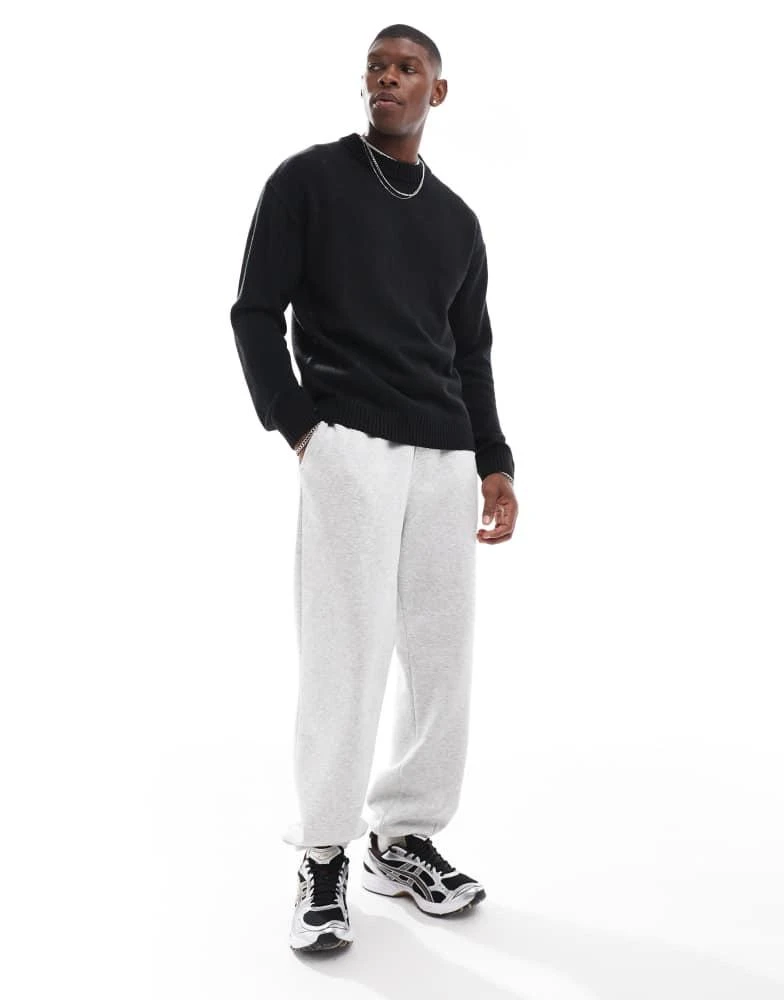 Jack & Jones Jack & Jones oversized chunky rib crew neck jumper in black 2
