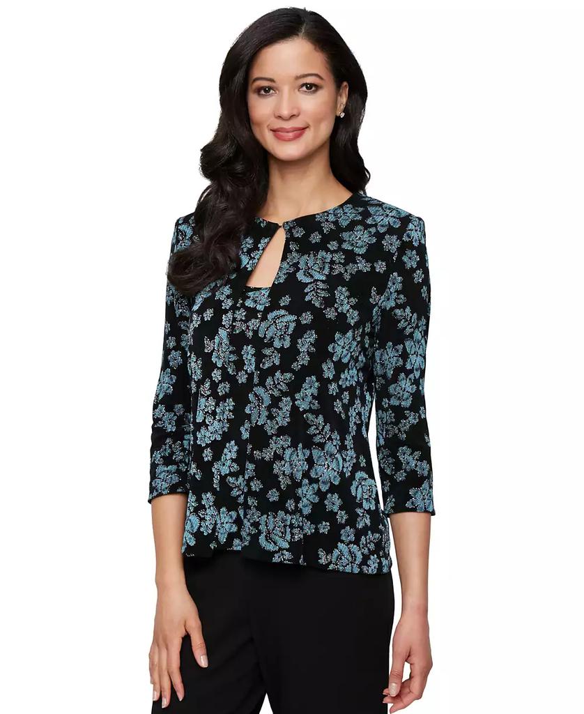 Alex Evenings Petite 3/4-Sleeve Glitter Twinset