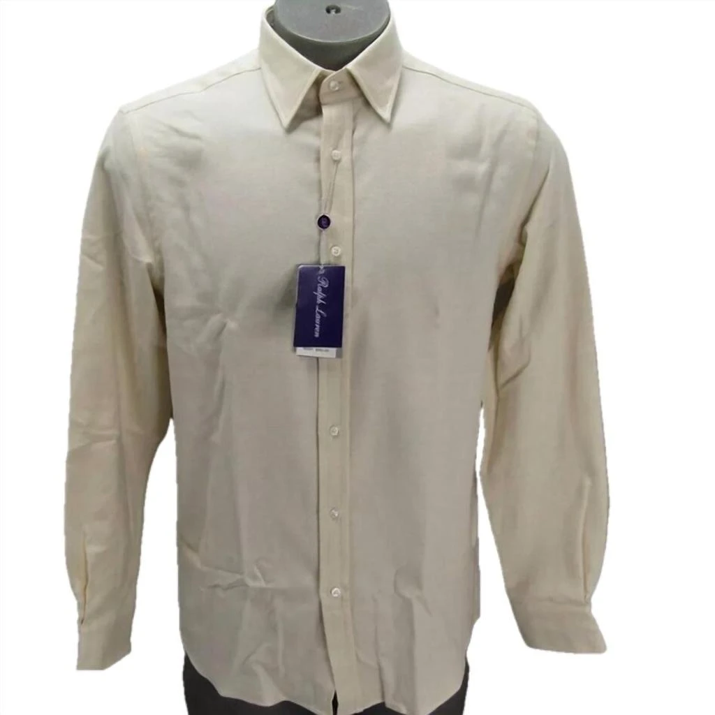 Ralph Lauren Men's Pre Spring Cotton Flannel Shirt In Cream 1