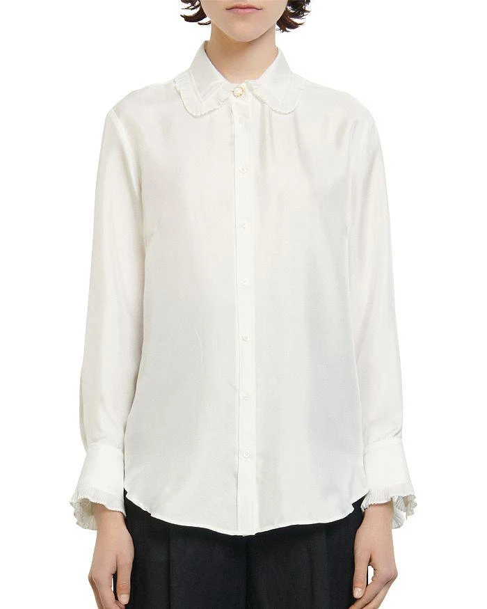 Sandro Taina Ruffled Silk Blouse 3