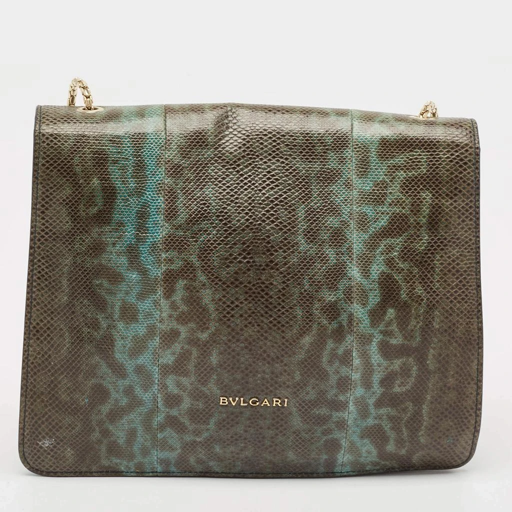 BVLGARI Bvlgari Green/Black Karung Serpenti Forever Flap Shoulder Bag 4