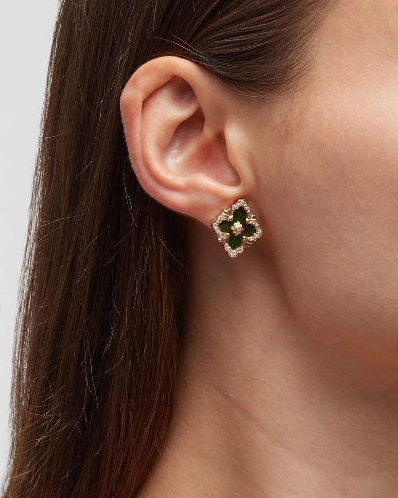 Buccellati Opera Tulle 18K Green Enamel Diamond Earrings 2