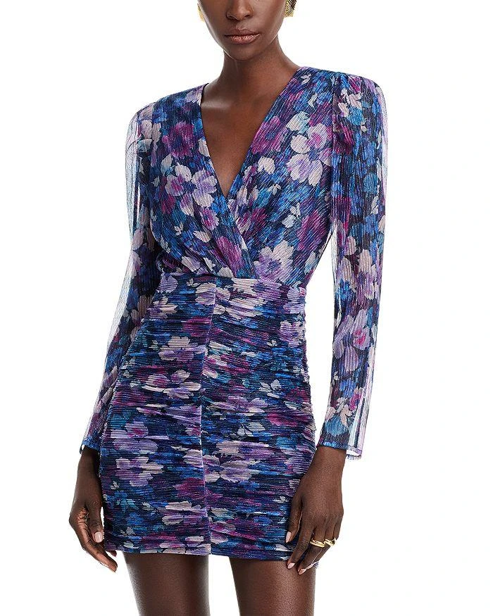 AQUA Floral Knit Metallic Mini Dress - Exclusive 1