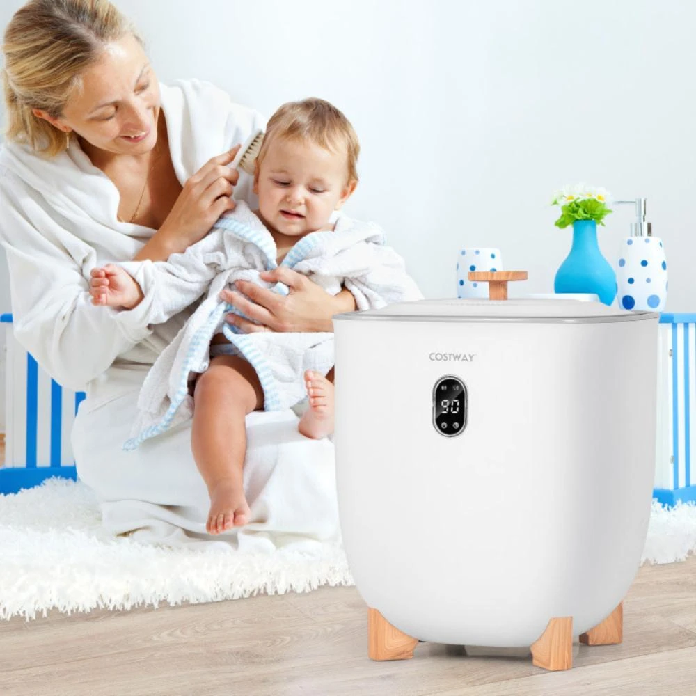 Costway 25L Towel Warmer Bucket with 2 Temperature Settings and Auto Shut Off-White 3