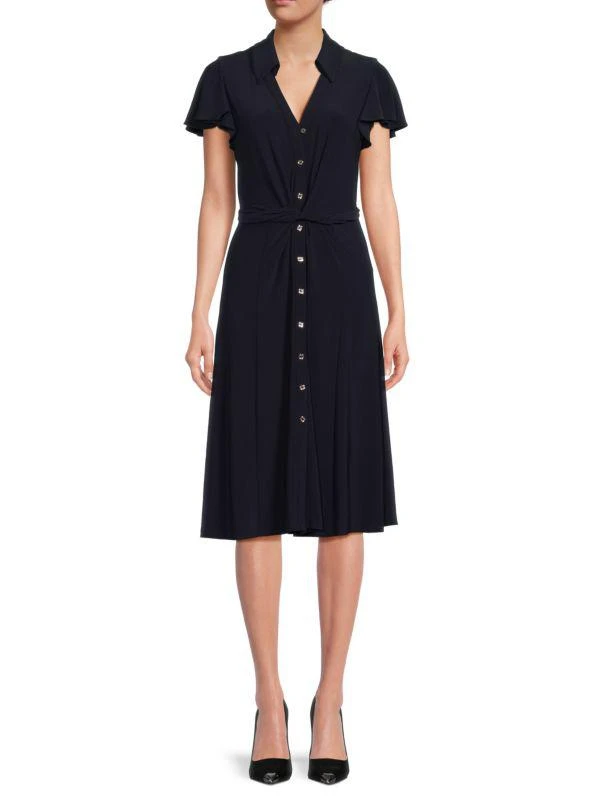 Tommy Hilfiger Flared Sleeve Belted Midi Dress 1
