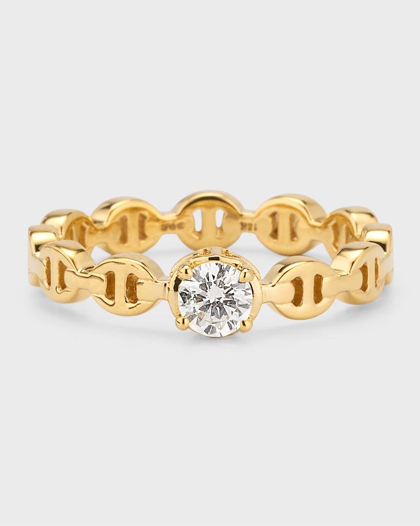 Hoorsenbuhs 18K Yellow Gold Micro Tri-Link Ring with Diamond, Size 6