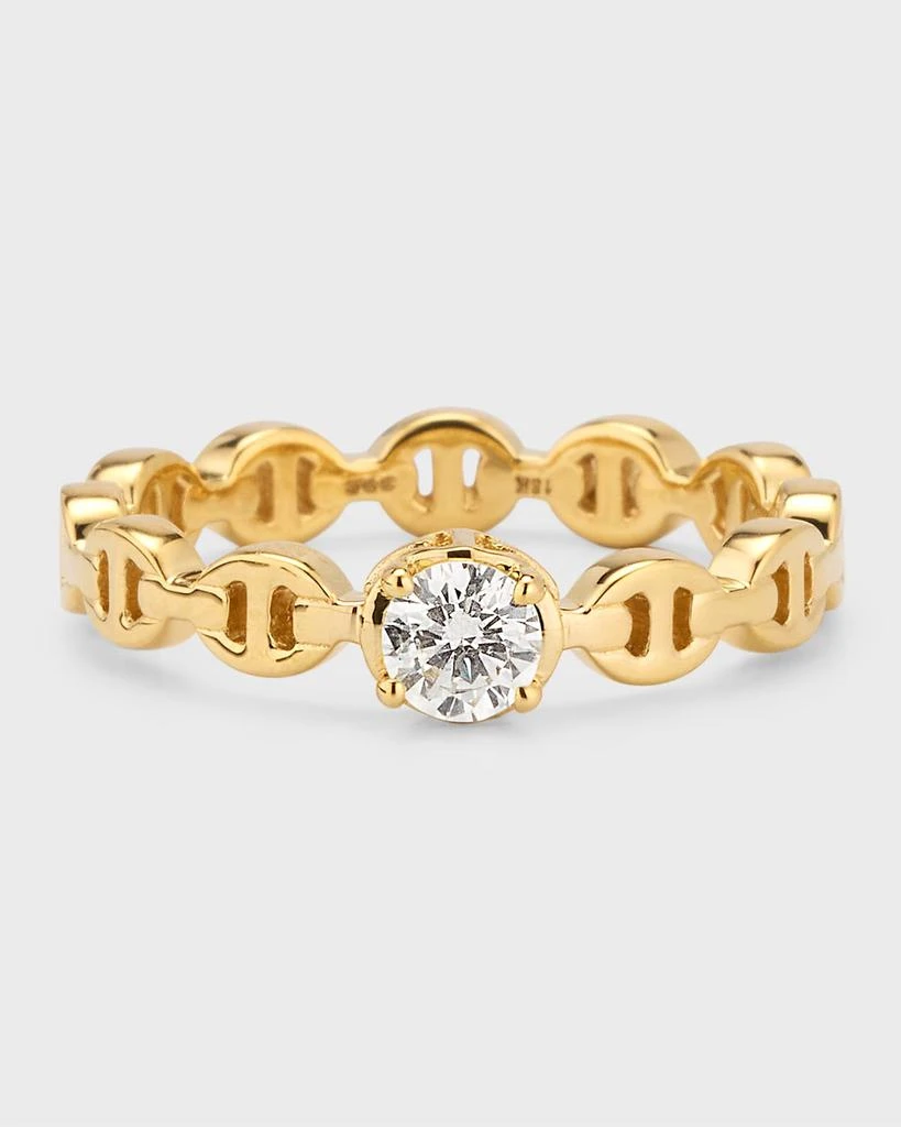 Hoorsenbuhs 18K Yellow Gold Micro Tri-Link Ring with Diamond, Size 6 1