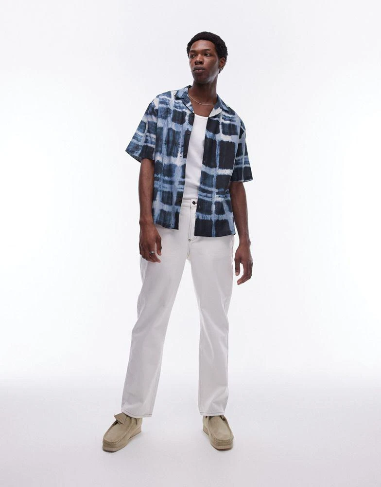 Topman Topman short sleeve relaxed sheer check shirt in blue 3