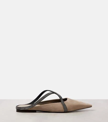 Brunello Cucinelli Monili suede mules 4