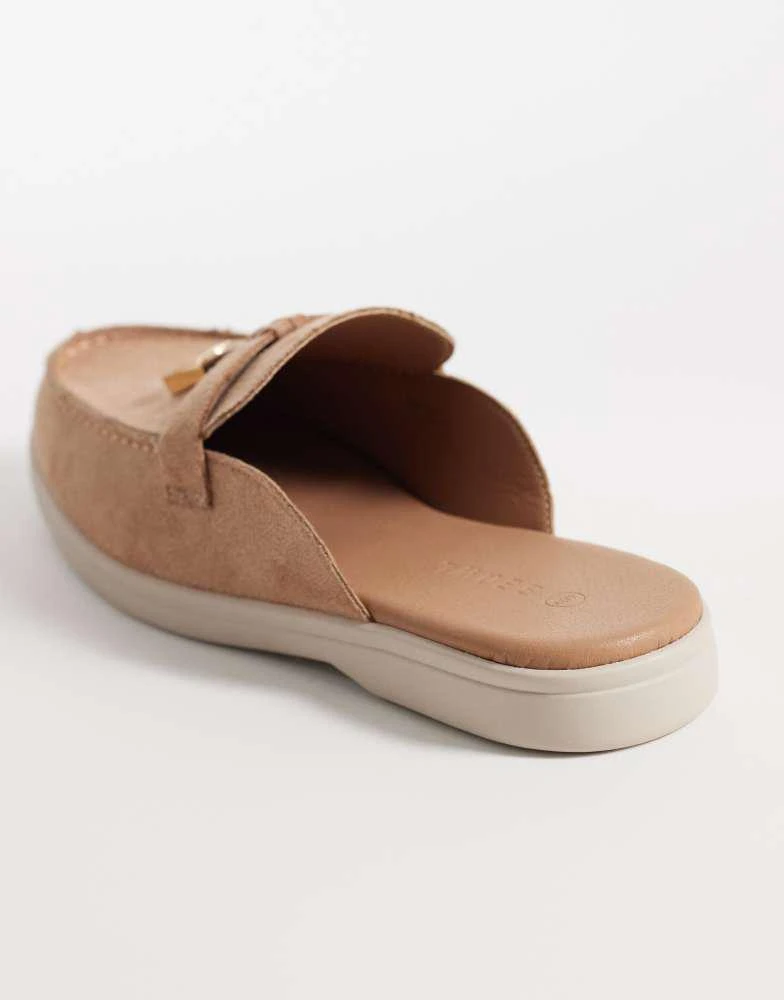 SEQWL SEQWL mule tassel trim loafer in camel faux suede 3