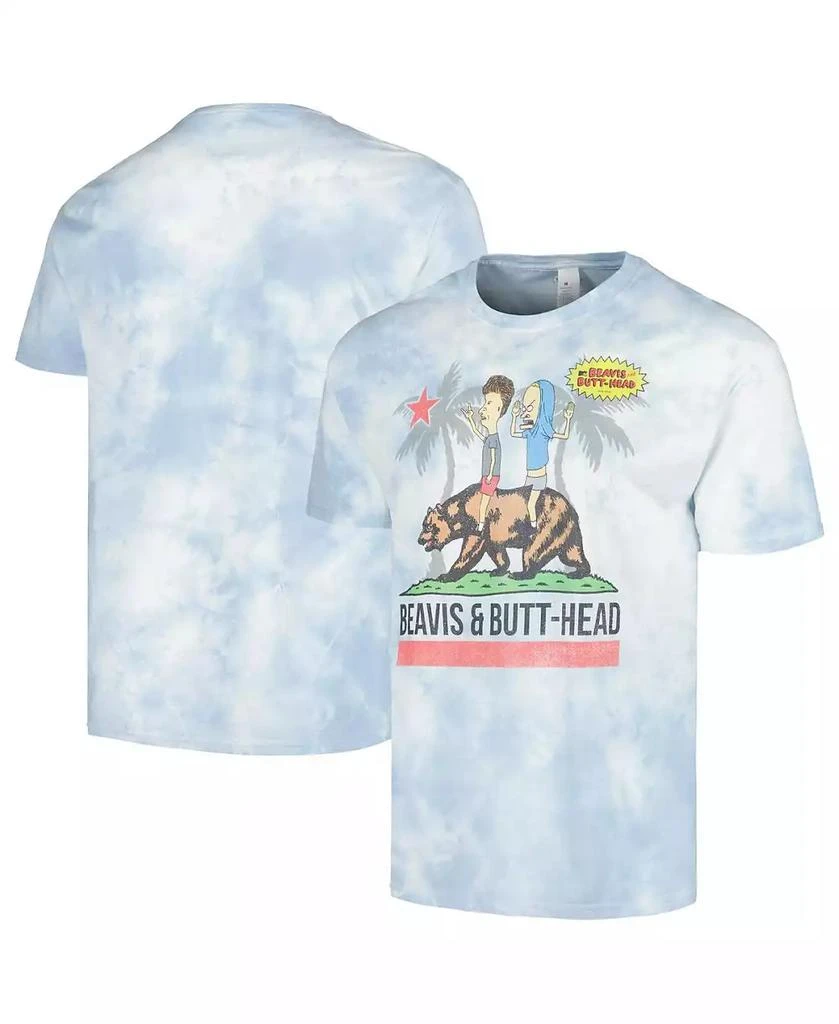 Mad Engine Men's and Women's White Beavis and Butt-Head Riding Cali Bear Graphic T-shirt 1