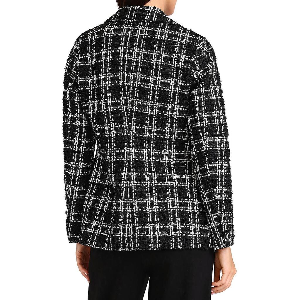 Bagatelle Womens Tweed Sequined Two-Button Blazer