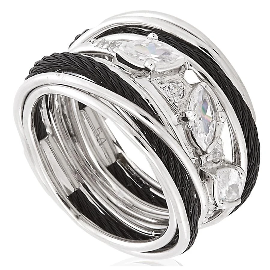 Charriol Tango White CZ Stones Steel Black PVD Cable Ring 1