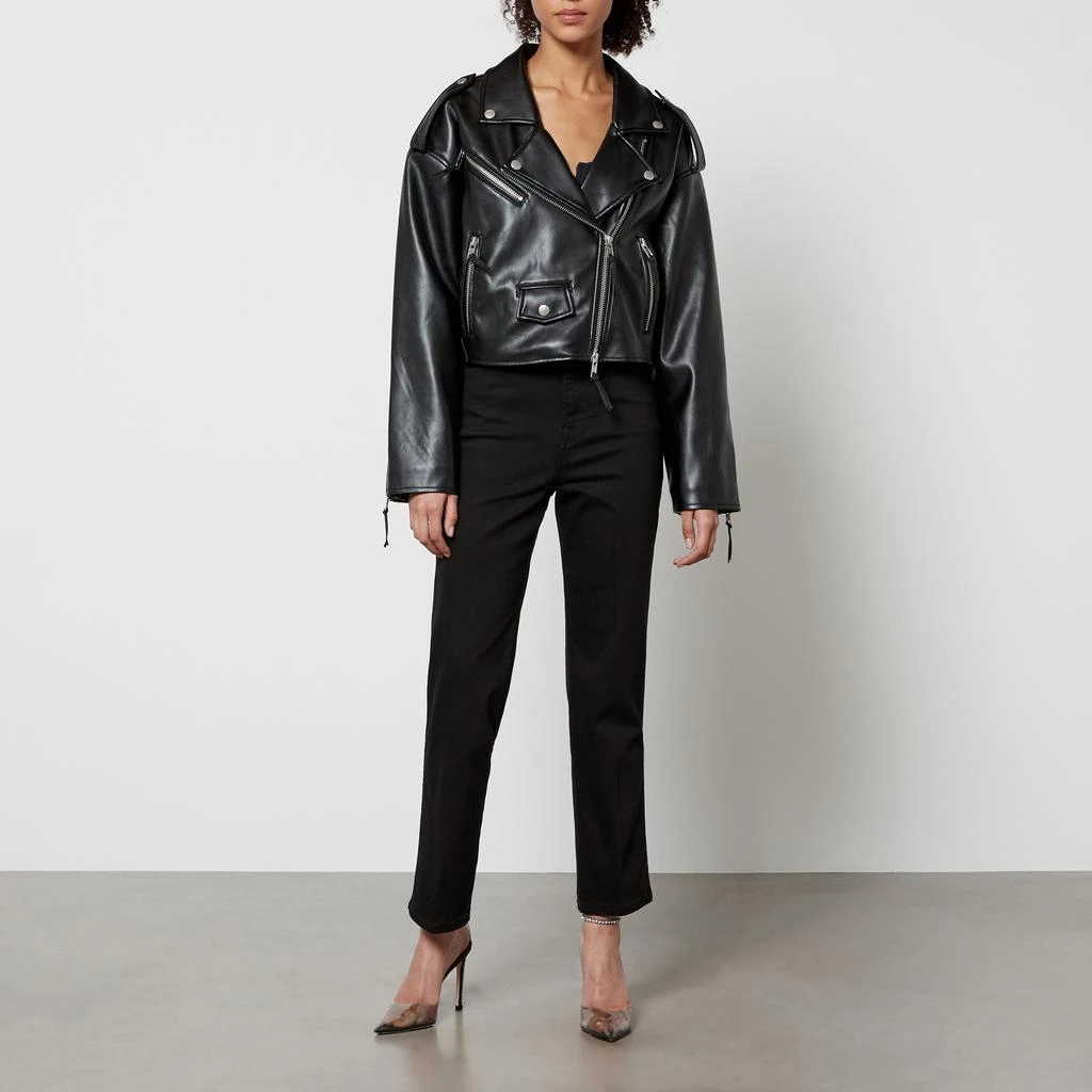 Good American Good American Crop Moto Cropped Faux Leather Jacket 3